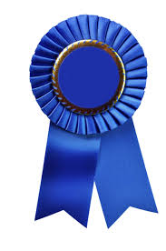 Image of a blue button and ribbon